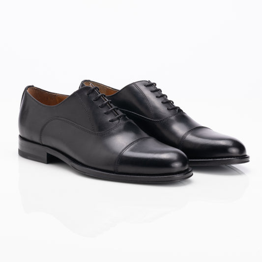 Figini - Francesina Oxford con suola in cuoio in vitello Nero