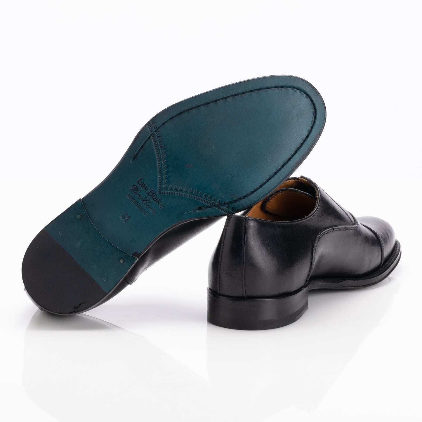 Figini - Francesina Oxford con suola in cuoio in vitello Nero