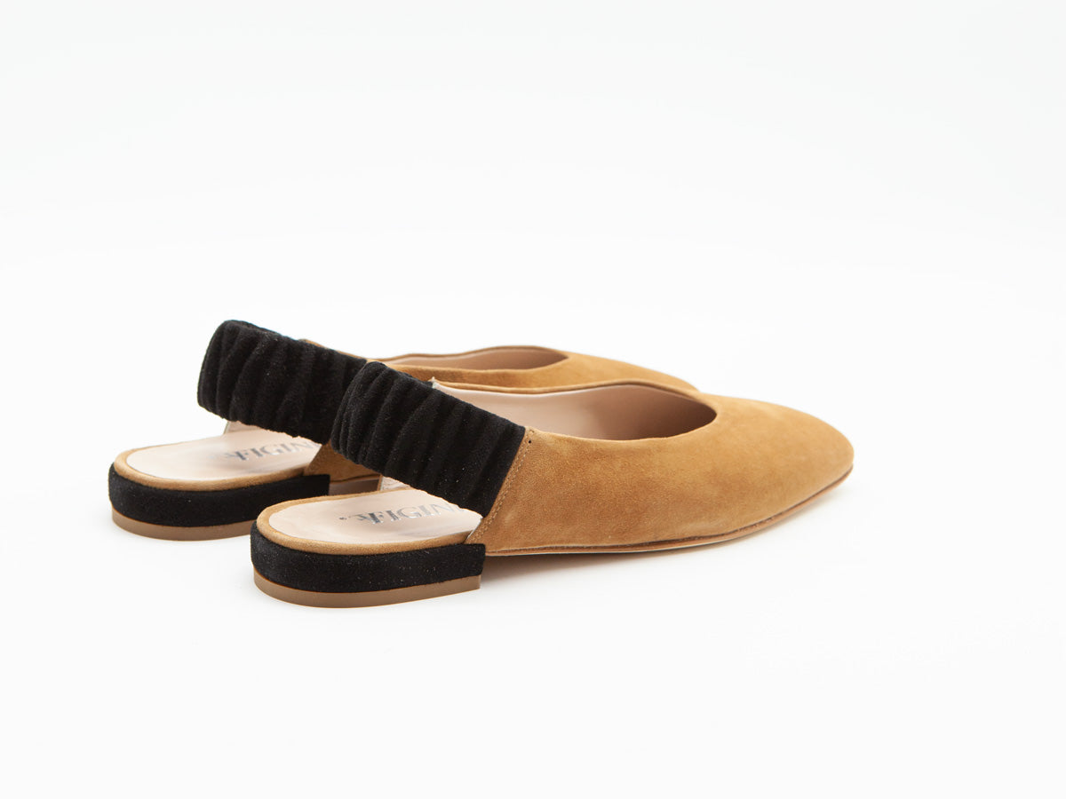 Figini - Décolleté Slingback con elastico in camoscio Cuoio