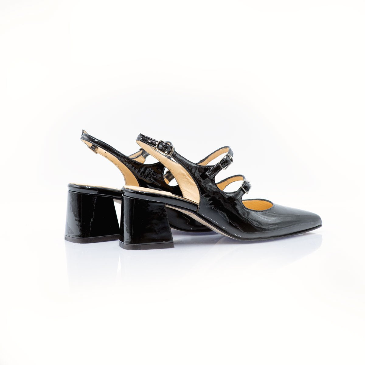 Figini - Slingback Mary Jane con tacco 5 cm in Vernice Nera