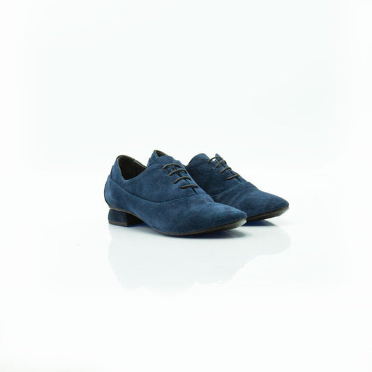 Figini - Allacciata guanto con tacco 2 cm in Camoscio Blu - Figini Milano