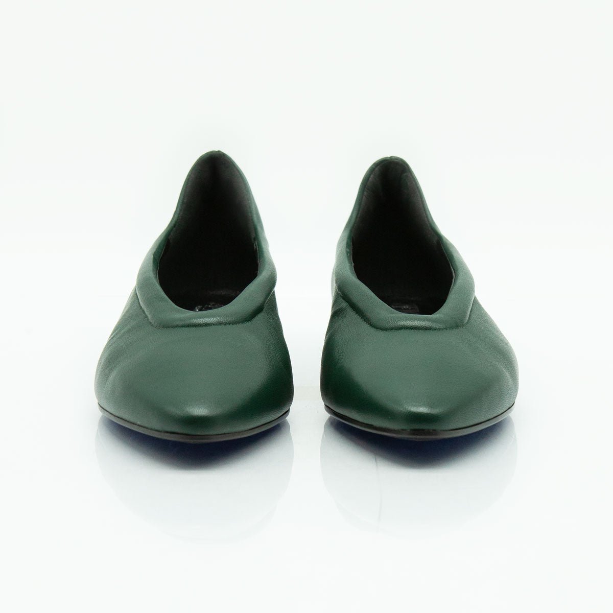 Figini - Ballerina mimimal con zeppa interna in nappa guanto verde - Figini Milano