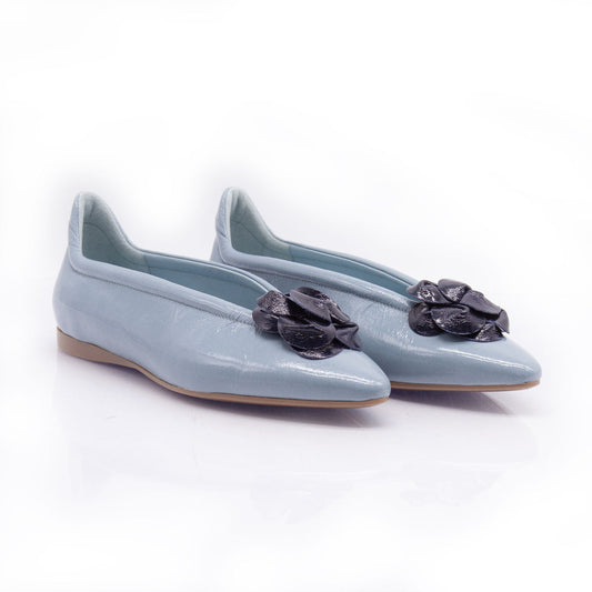 Figini - Ballerine flex con fiore in vernice blu - Figini Milano