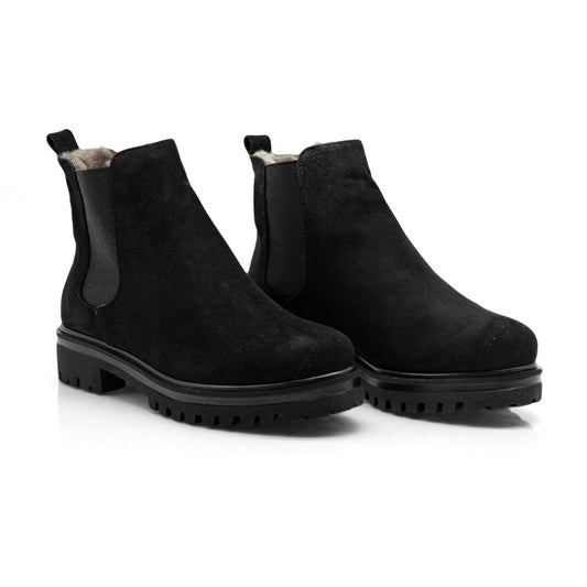 Figini - Chelsea Boots con fodera montone in camoscio nero - Figini Milano
