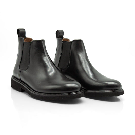 Figini - Chelsea Boots con fondo gomma in vitello nero - Figini Milano