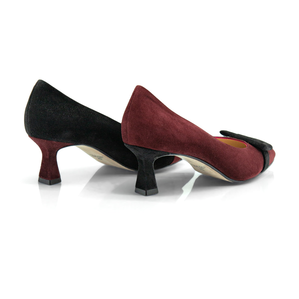 Figini - Décolleté Asimmetriche con fibbia e tacco di 5 cm bordeaux e nero - Figini Milano