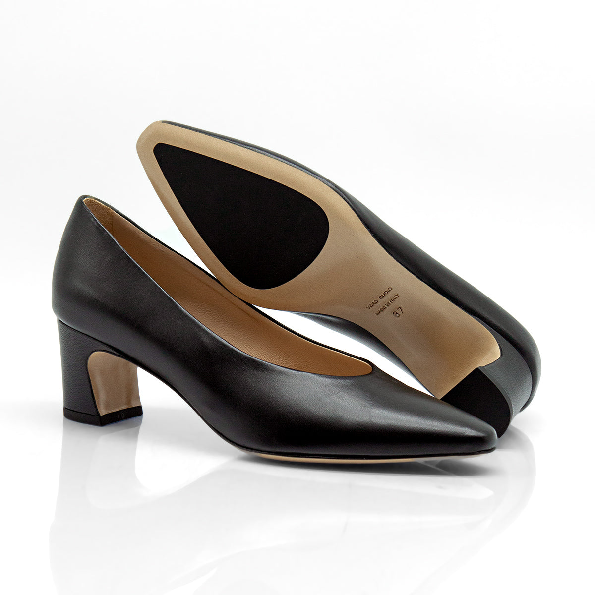 Figini - Décolleté con tacco 5 cm in nappa nero - Figini Milano