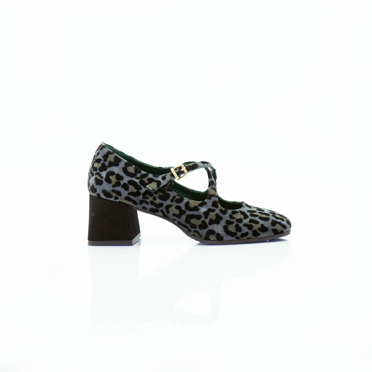 Figini - Décolleté Mary Jane con tacco di 5 cm in Camoscio maculato grigio - Figini Milano