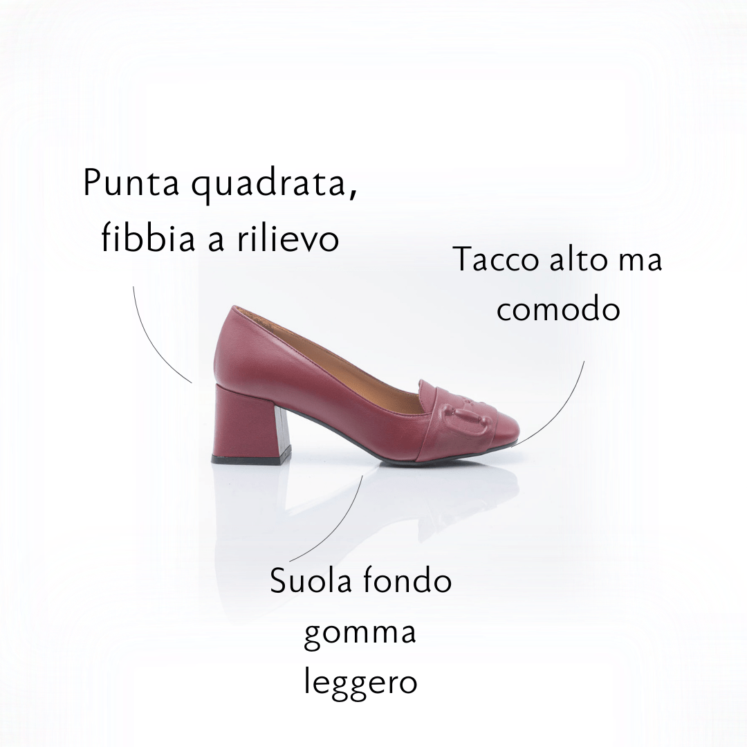 Figini - Décolleté montante con Fibbia stampata Tacco 5cm Bordeaux - Figini Milano