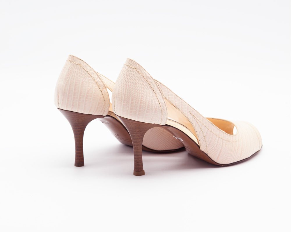 Figini - Décolleté Open Toe in cocco e tacco di 7 cm Rosa - Figini Milano