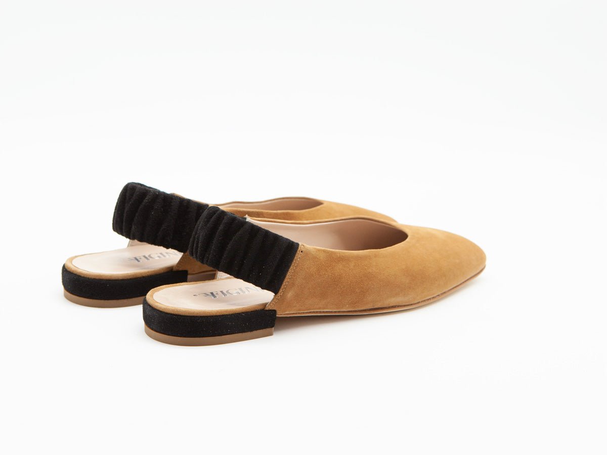 Figini - Décolleté Slingback con elastico in camoscio Cuoio - Figini Milano