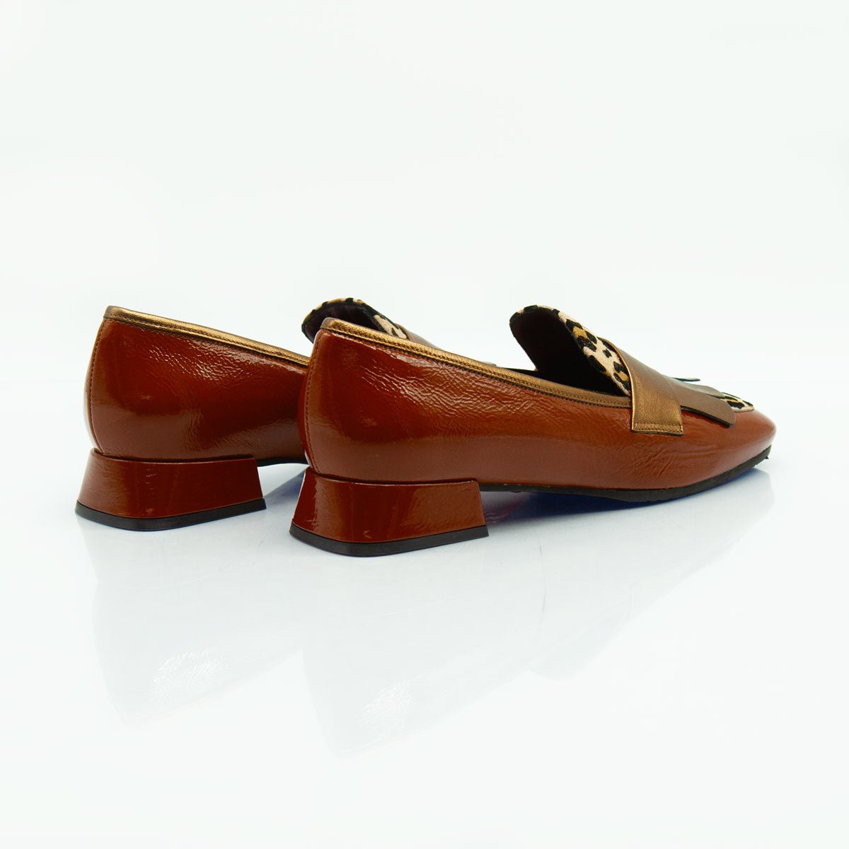 Figini - Mocassini con frangia in vernice e pony maculato - Figini Milano