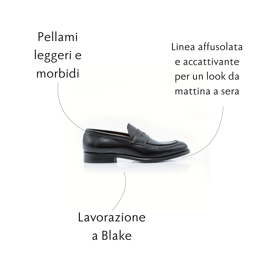 Figini - Mocassini con passante in vitello nero - Figini Milano