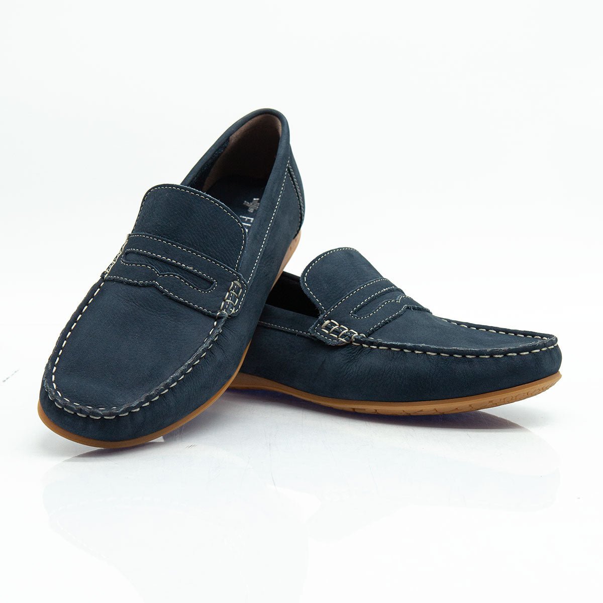 Figini - Mocassini Driver sfoderati in Nabuk Blu - Figini Milano