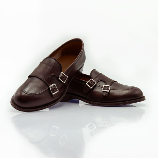 Figini - Mocassini monk in vitello testa di moro - Figini Milano