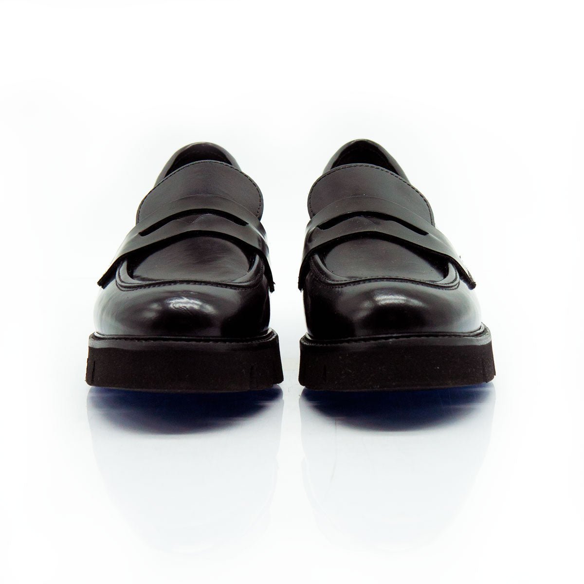 Figini - Mocassini passante con fondo gomma in vitello abrasivato nero - Figini Milano