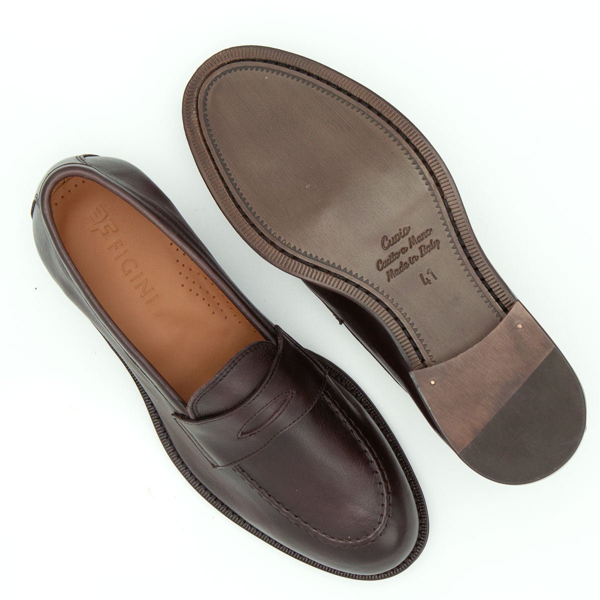 Figini - Mocassini sfoderati in vitello testa di moro - Figini Milano