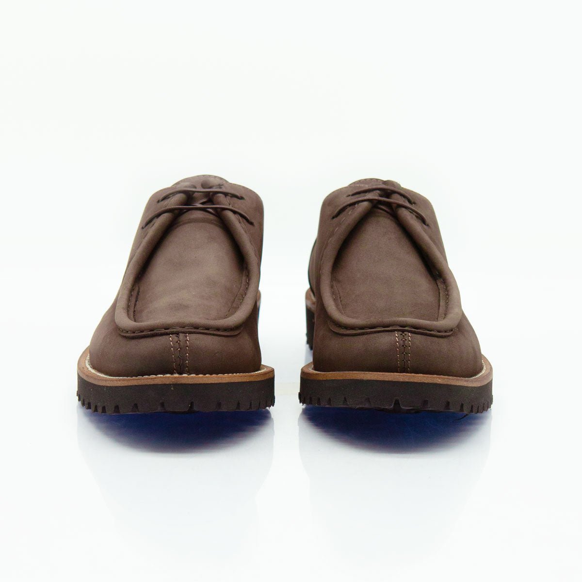 Figini - Mocassini Stringati fondo carro in nabuk testa moro - Figini Milano