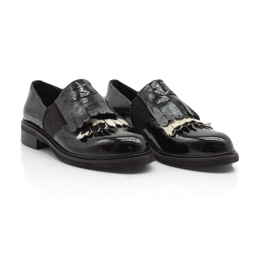 Figini - Montanti Slip-on con frange in vernice nera - Figini Milano