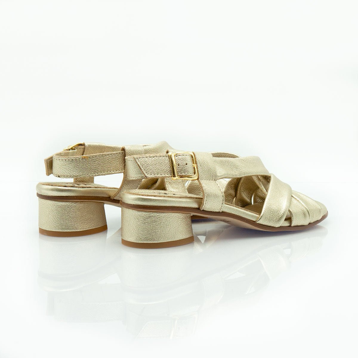 Figini - Sandali a fasce in nappa laminata platino - Figini Milano