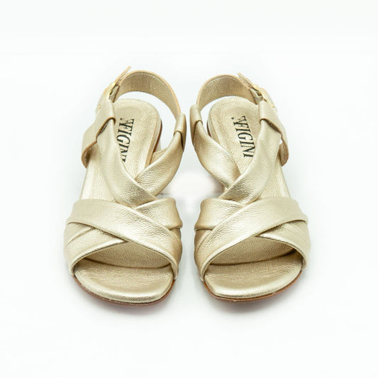 Figini - Sandali a fasce in nappa laminata platino - Figini Milano