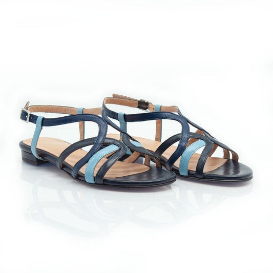 Figini - Sandali con listini intrecciati in nappa blu - Figini Milano