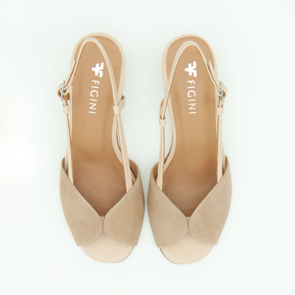 Figini - Sandali con tacco 5 cm in camoscio taupe - Figini Milano