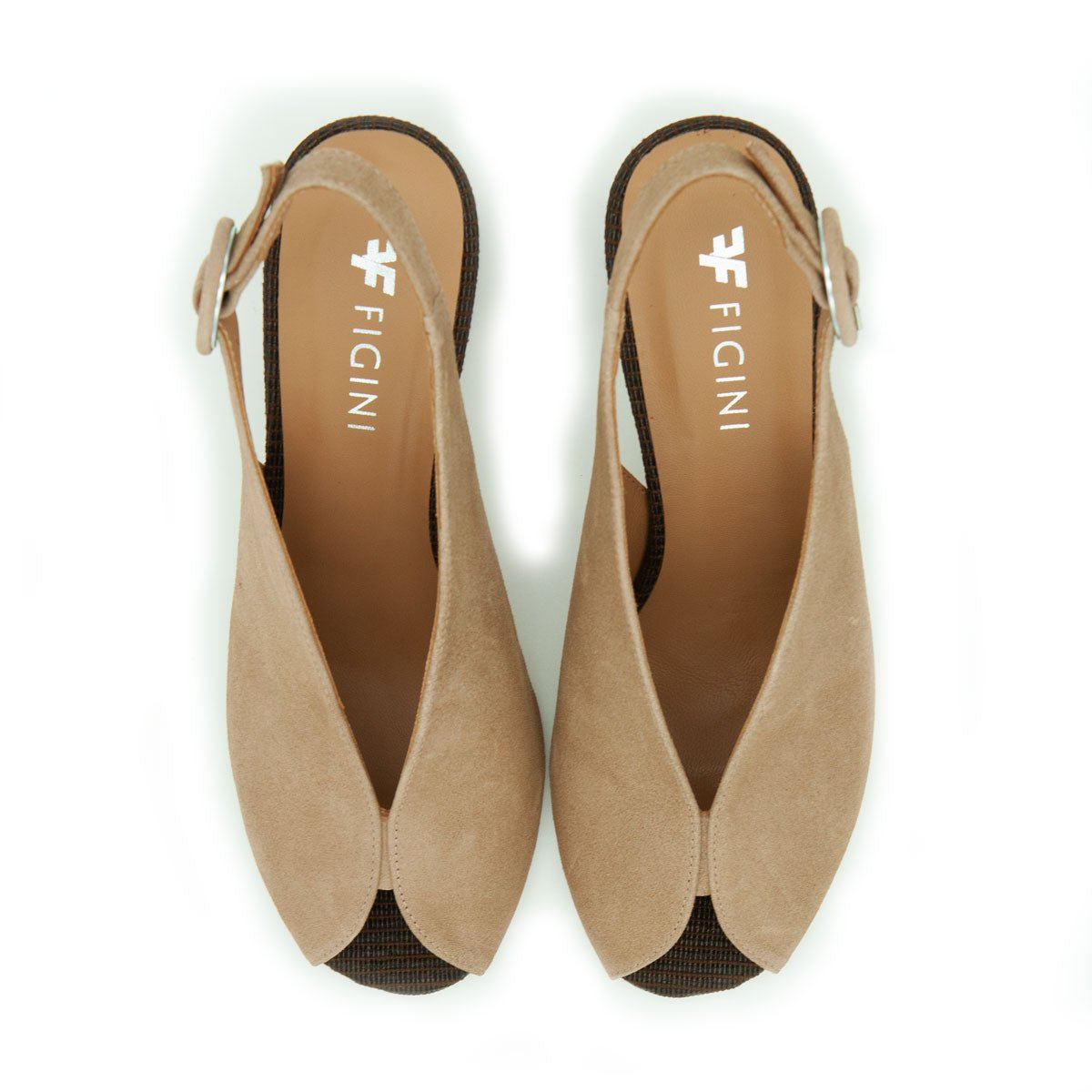 Figini - Sandali con tacco 7 cm in camoscio taupe - Figini Milano