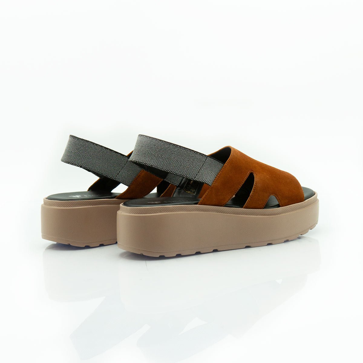 Figini - Sandali platform con cinturino elastico in camoscio cuoio - Figini Milano
