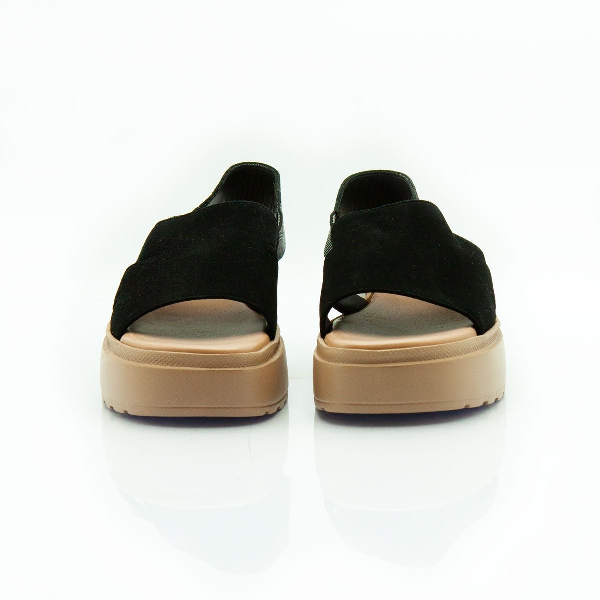 Figini - Sandali platform con cinturino elastico in camoscio nero - Figini Milano