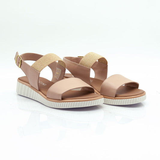 Figini - Sandali platform con elastico strass in vitello nude - Figini Milano
