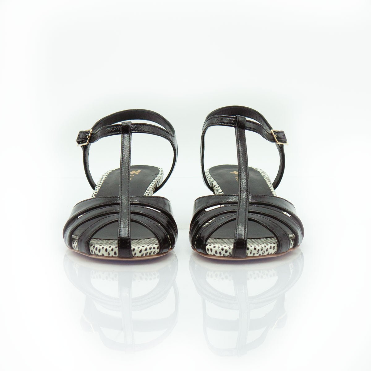 Figini - Sandalo Gabbia con tacco di 3 cm in vernice nero - Figini Milano
