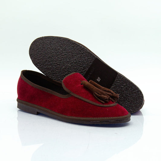 Figini - Slip-on Friulane con Fiocchetti in camoscio bordeaux - Figini Milano