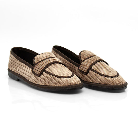 Figini - Slip-on Friulane in velluto a coste taupe - Figini Milano