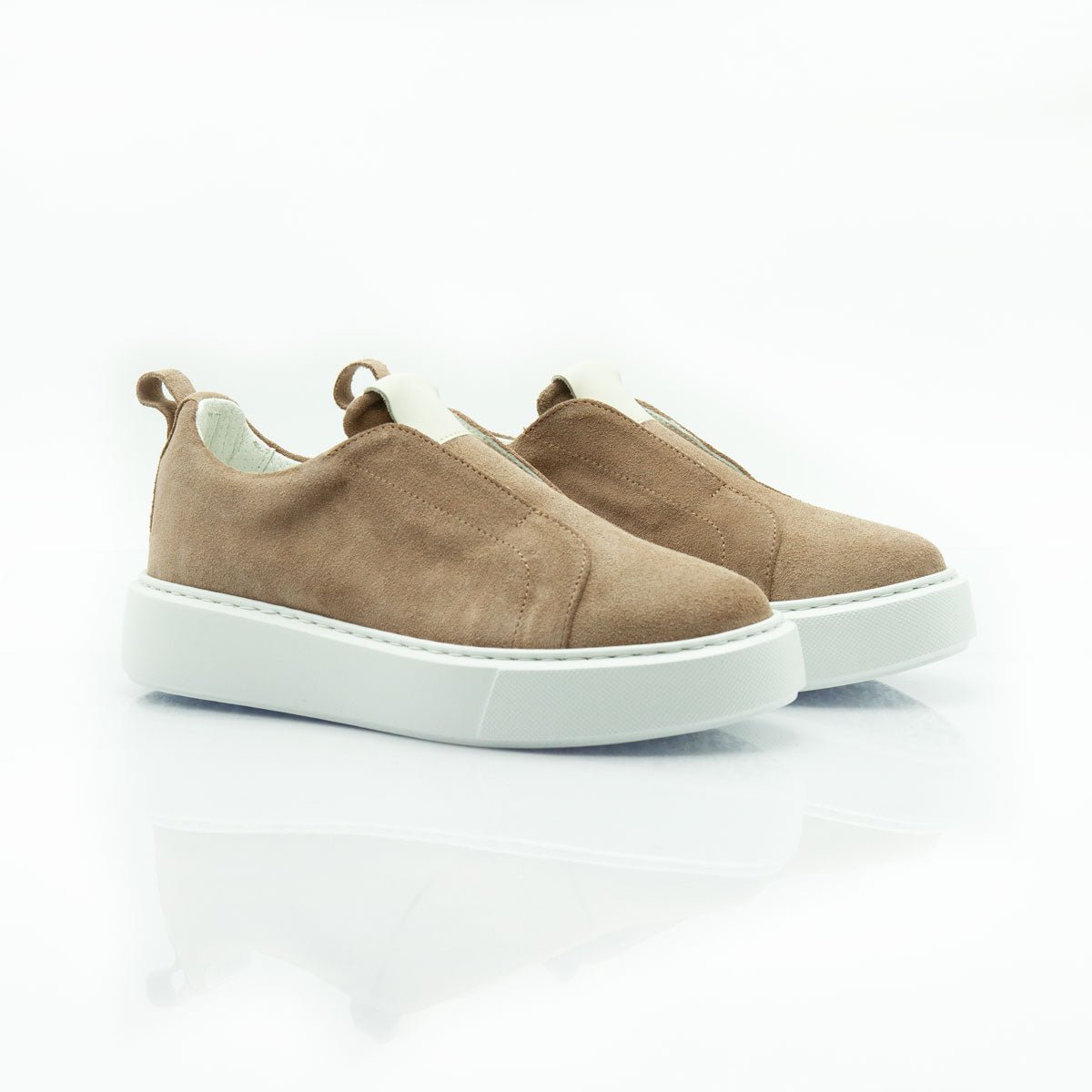 Figini - Sneakers Slip - on in camoscio taupe - Figini Milano