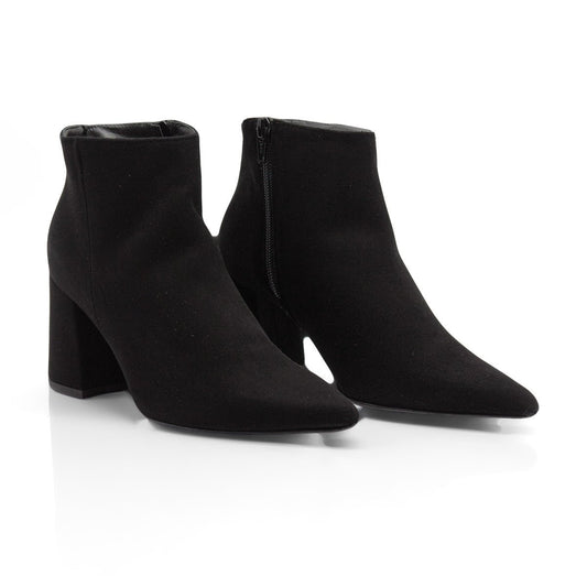 Figini - Stivaletti a punta con tacco 7cm in camoscio nero - Figini Milano