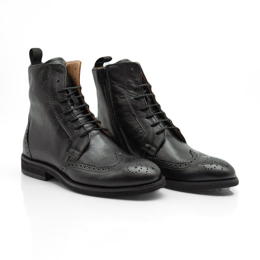 Figini - Stivaletti allacciati brogue in vitello nero - Figini Milano