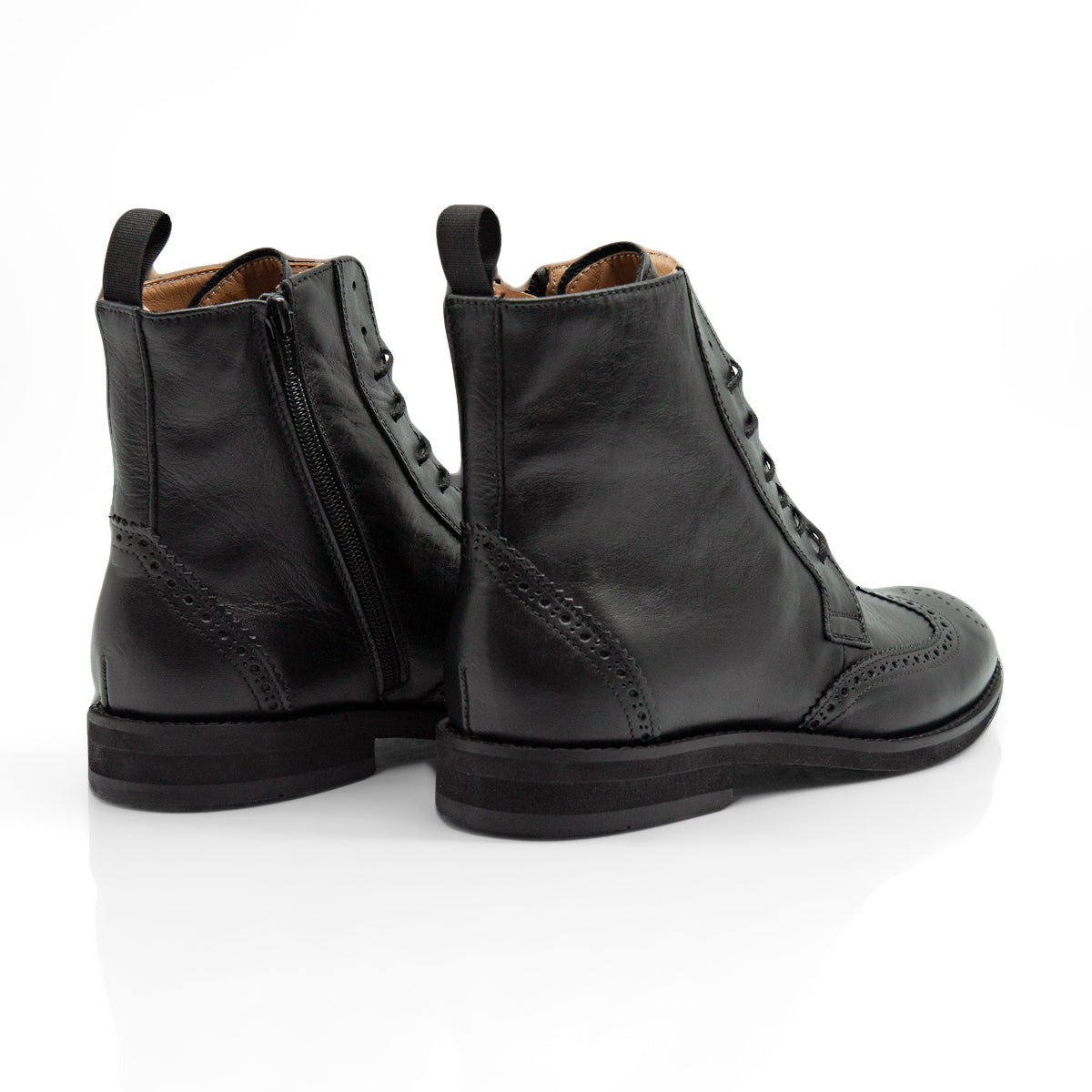 Figini - Stivaletti allacciati brogue in vitello nero - Figini Milano