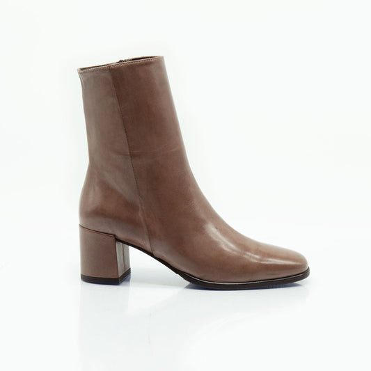 Figini - Stivaletti con tacco 5cm in nappa guanto guanto taupe - Figini Milano