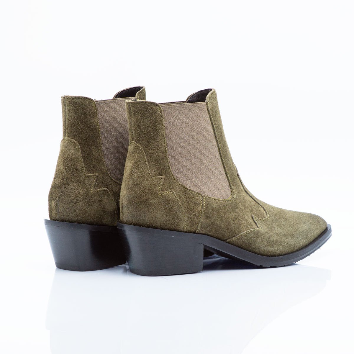 Figini - Stivaletti texani bassi con tacco 5 cm Verde Muschio - Figini Milano