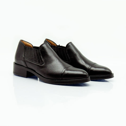 Figini - Stivaletto con elastici e tacco 3 cm in vitello nero - Figini Milano