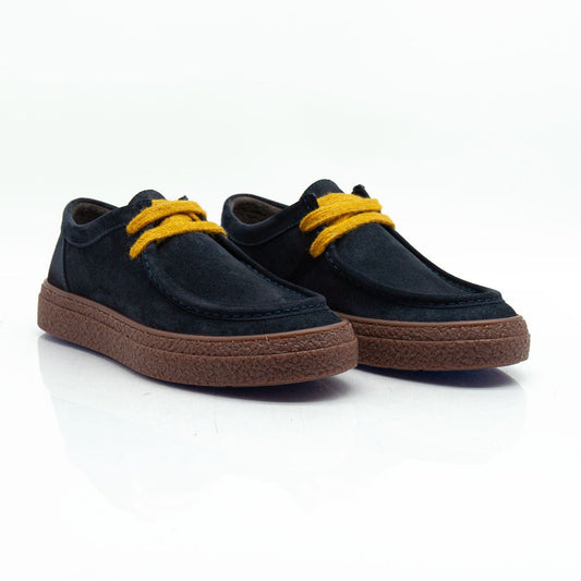 Re Blu - Mocassini Sneakers in camoscio ingrassato blu - Figini Milano