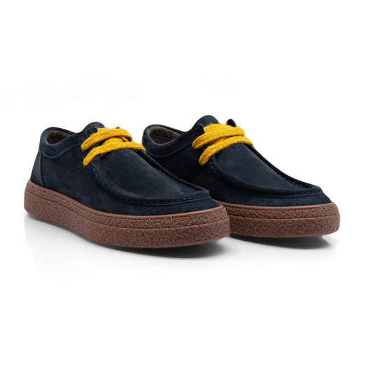 Re Blu - Mocassini Sneakers in camoscio ingrassato blu - Figini Milano