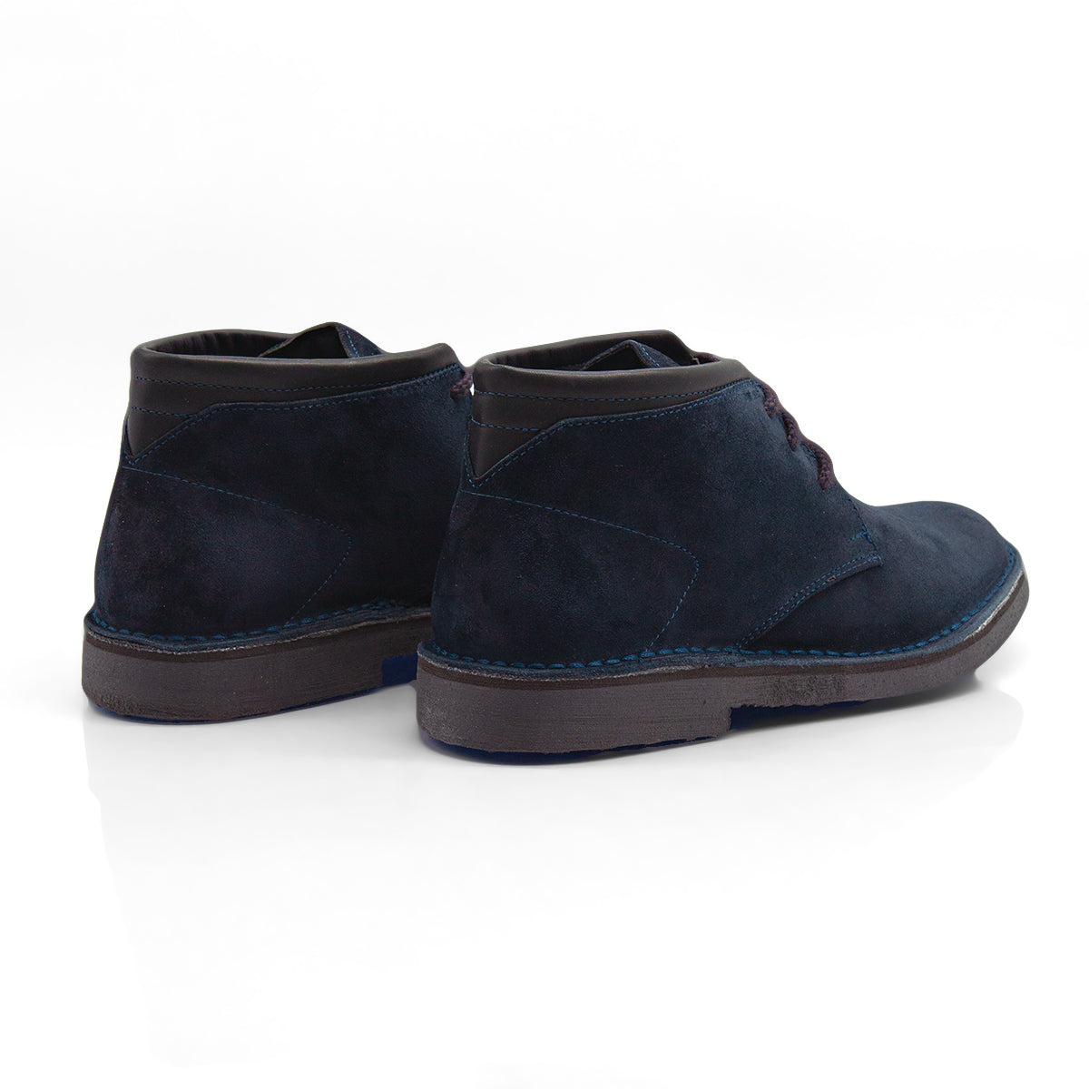 Re Blu - Polacchi Desert Boots in camoscio ingrassato blu - Figini Milano