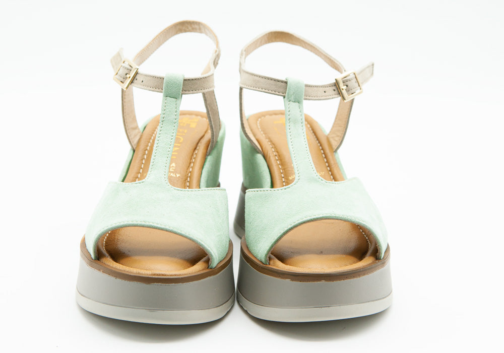 Figini - Sandali Wedge in camoscio Acqua