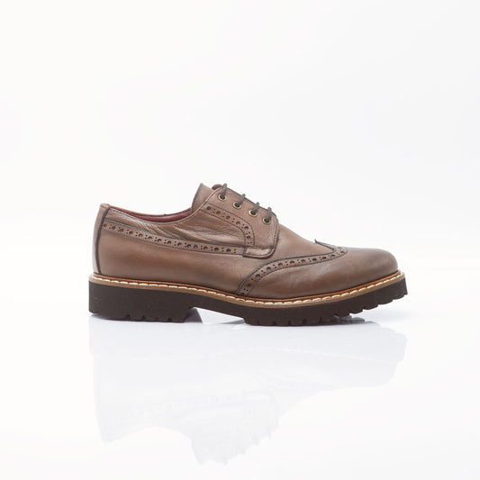 Figini - Allacciata derby brogue in vitello anticato Marrone - Figini Milano