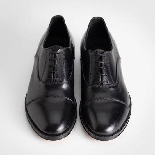 Figini - Francesina Oxford con suola in cuoio in vitello Nero - Figini Milano