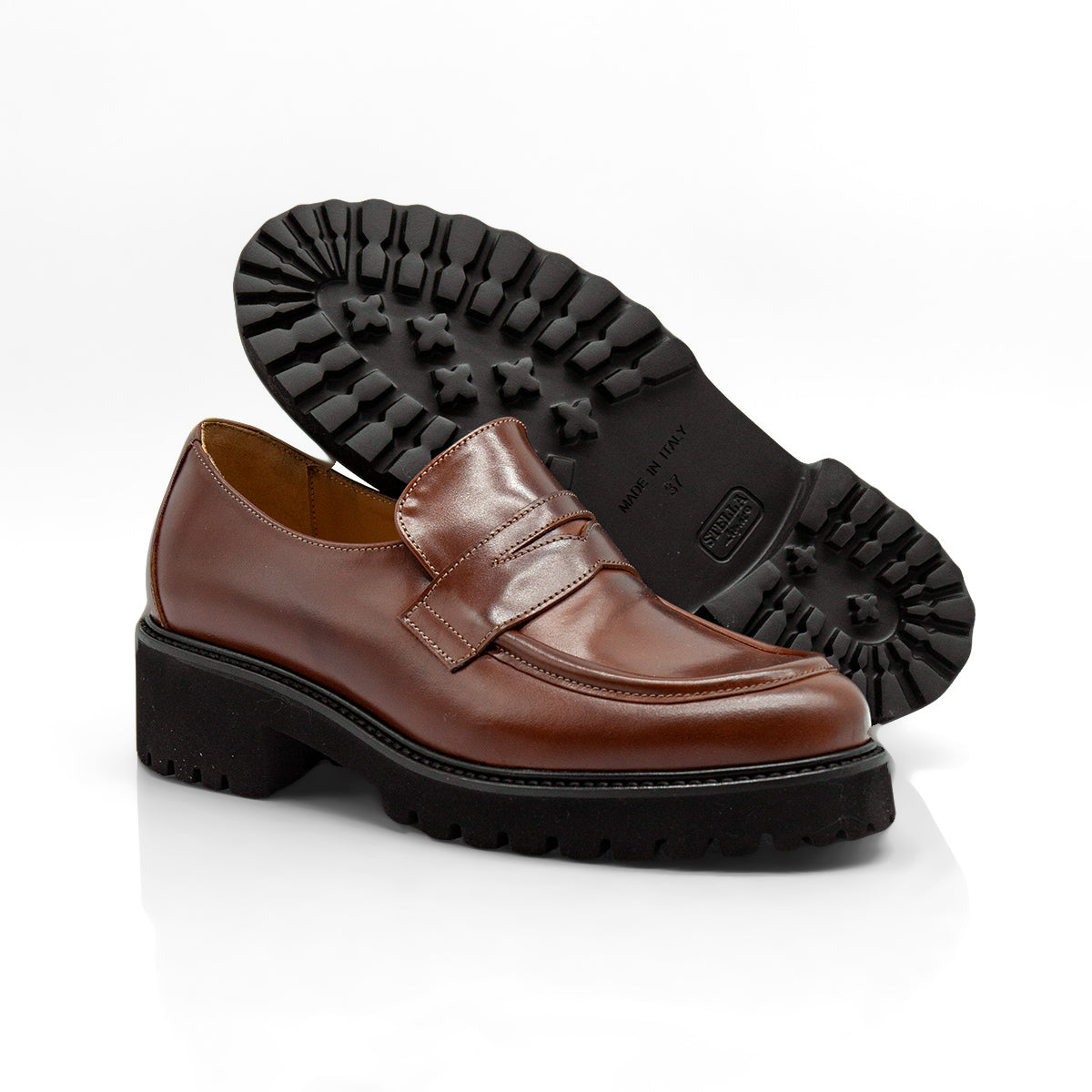Mocassini chunky Figini 2032 marrone, dettaglio della suola