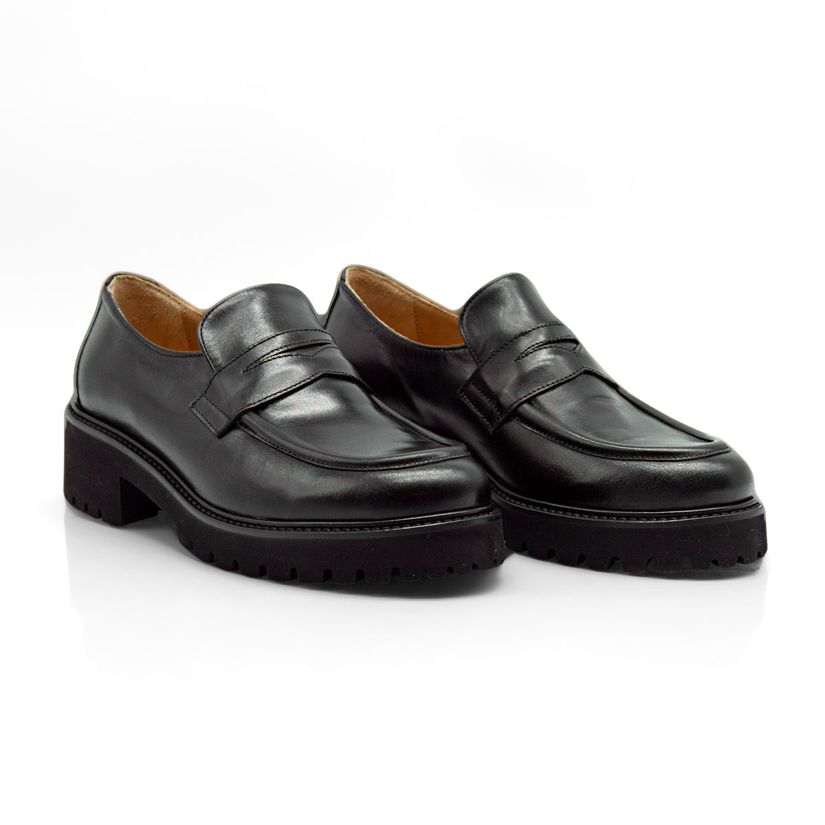 Figini - Chunky Loafers in Black Calfskin