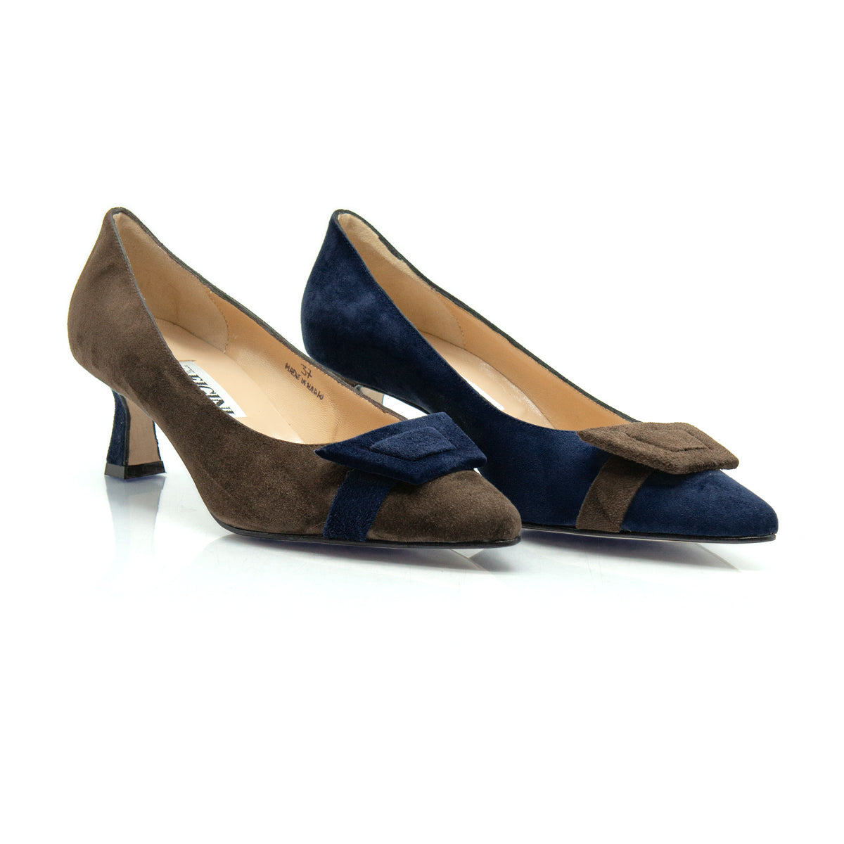 Décolleté asimmetriche Figini 21277 blu e testa di moro, davanti